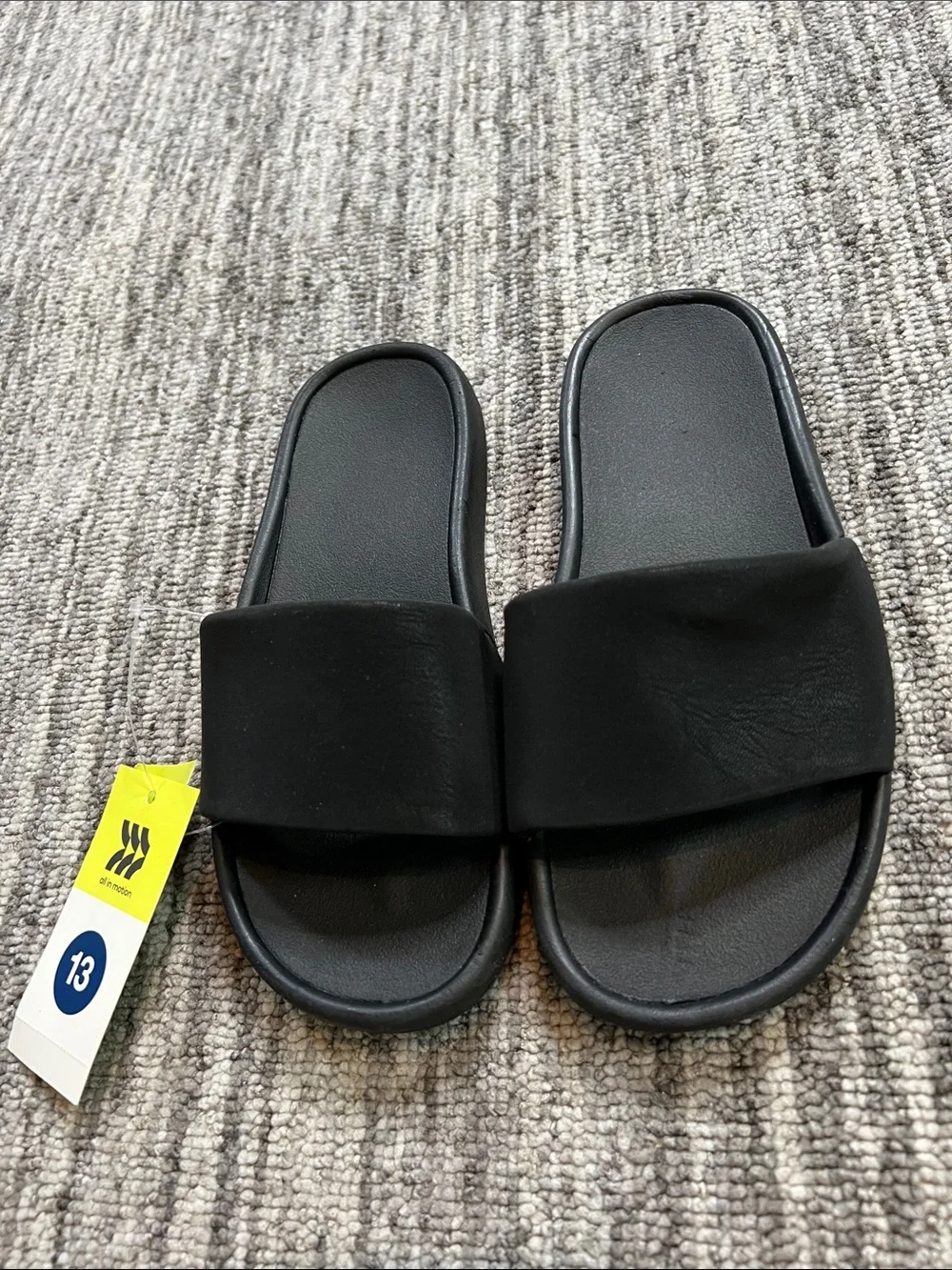 All In Motion - Kids' Black Slip- On Slide Sandals Size 13